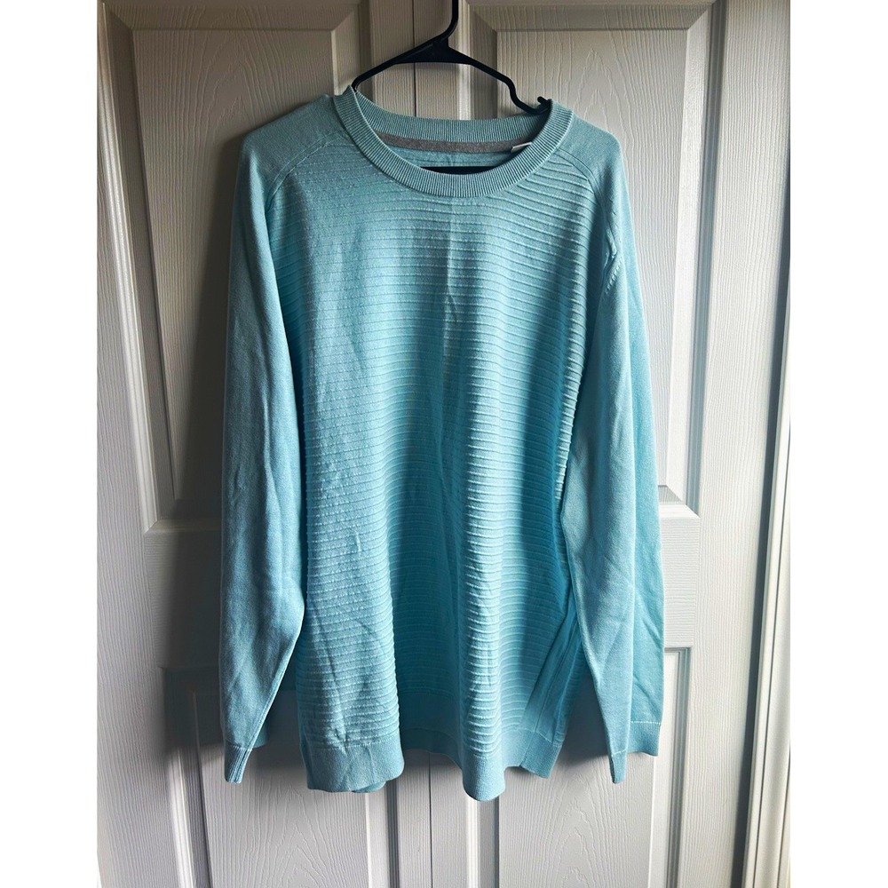 Tommy Bahama Blue Unisex Crew Neck Pullover Knit Sweater Solid Long Sleeve 2XL